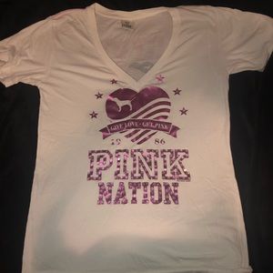 PINK VS white limited T-shirt - L - bling